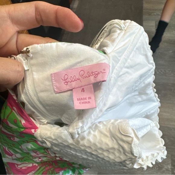 Lilly Pulitzer Franco dress size 4 strapless floral tropical pink tie back mini - Picture 5 of 5